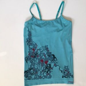 Patagonia tank, turquoise w/ floral detail Size M